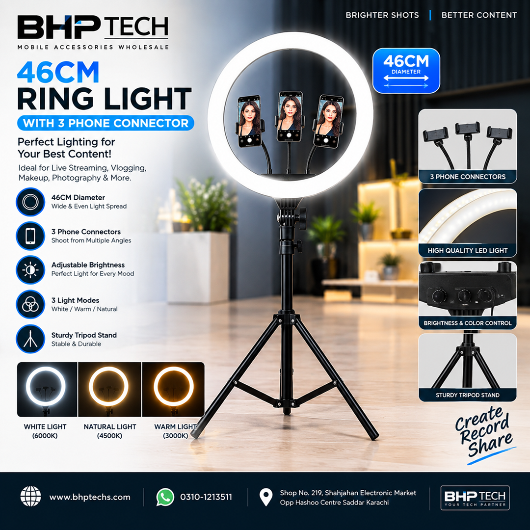 46CM Ring Fill Light – 3 Phone Connector